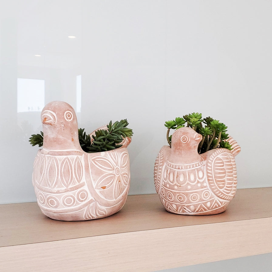 Handmade Planter Pot L Terracotta Pot - Turtle Dove