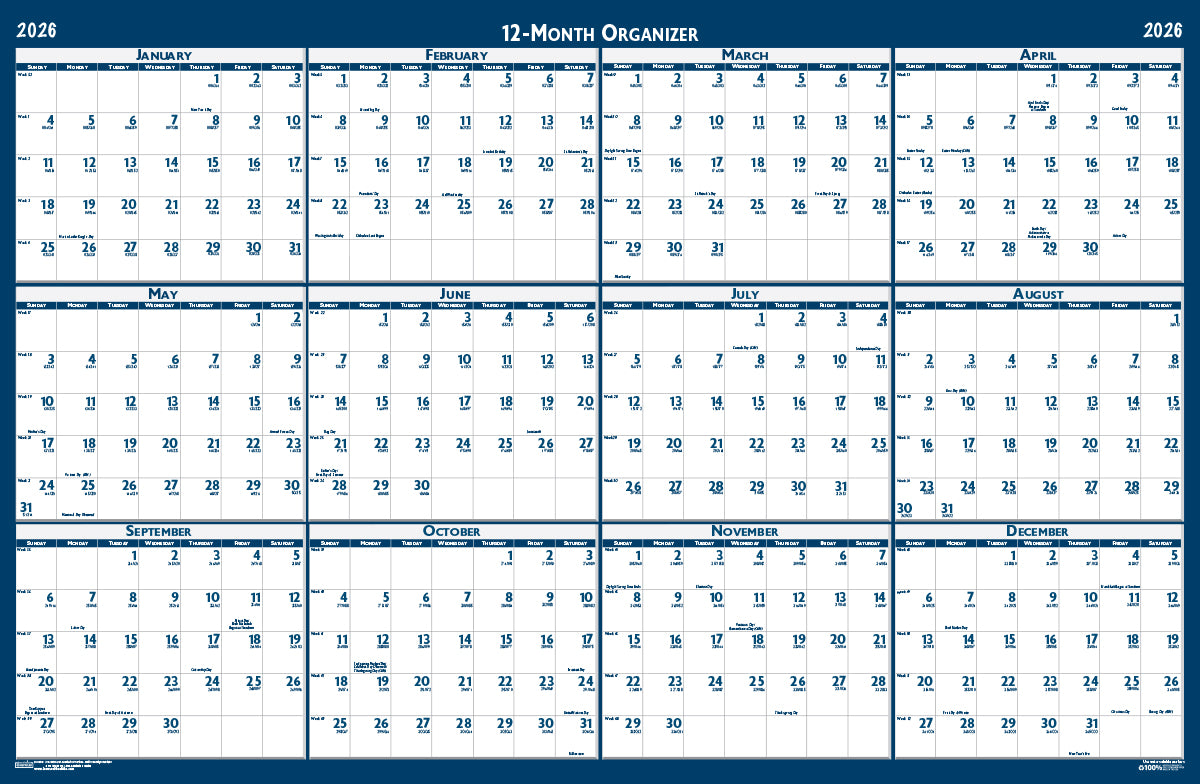 House of Doolittle (HOD3962) Laminated Reversible Planner 33 x 66
