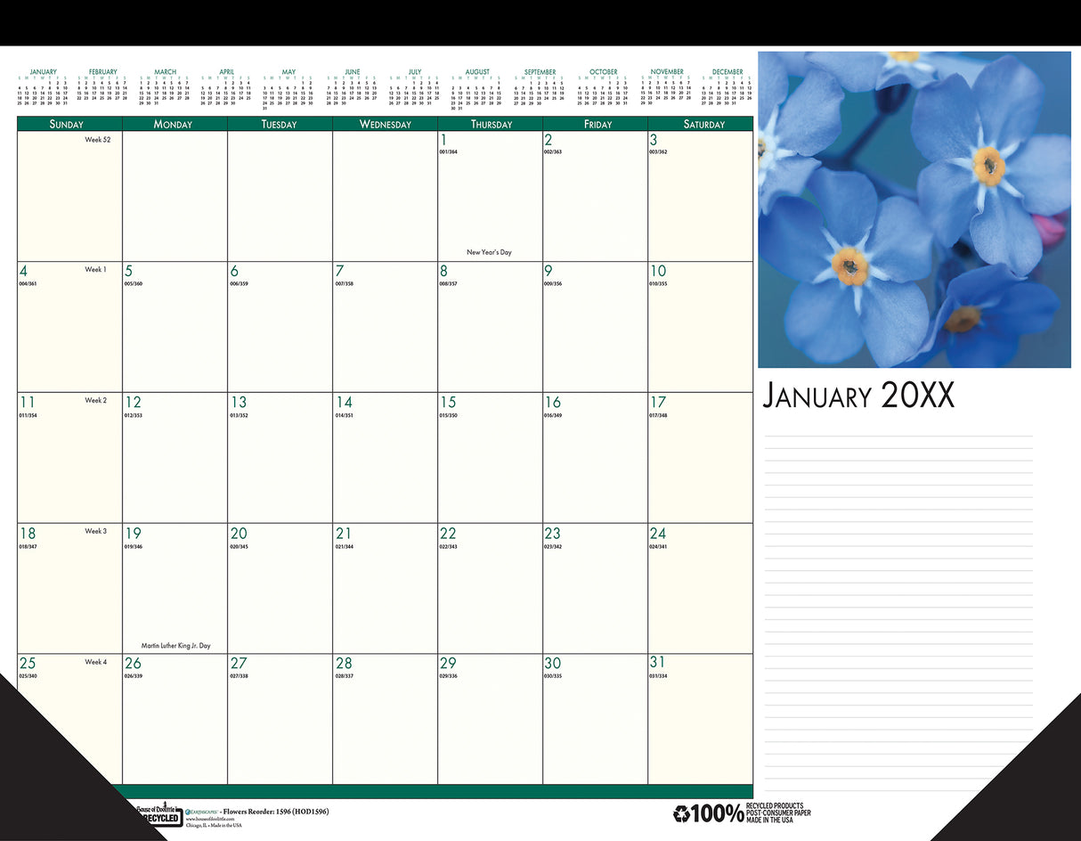 House of Doolittle (HOD1596) Earthscapes Flowers Desk Pad 18 1/2 x 13