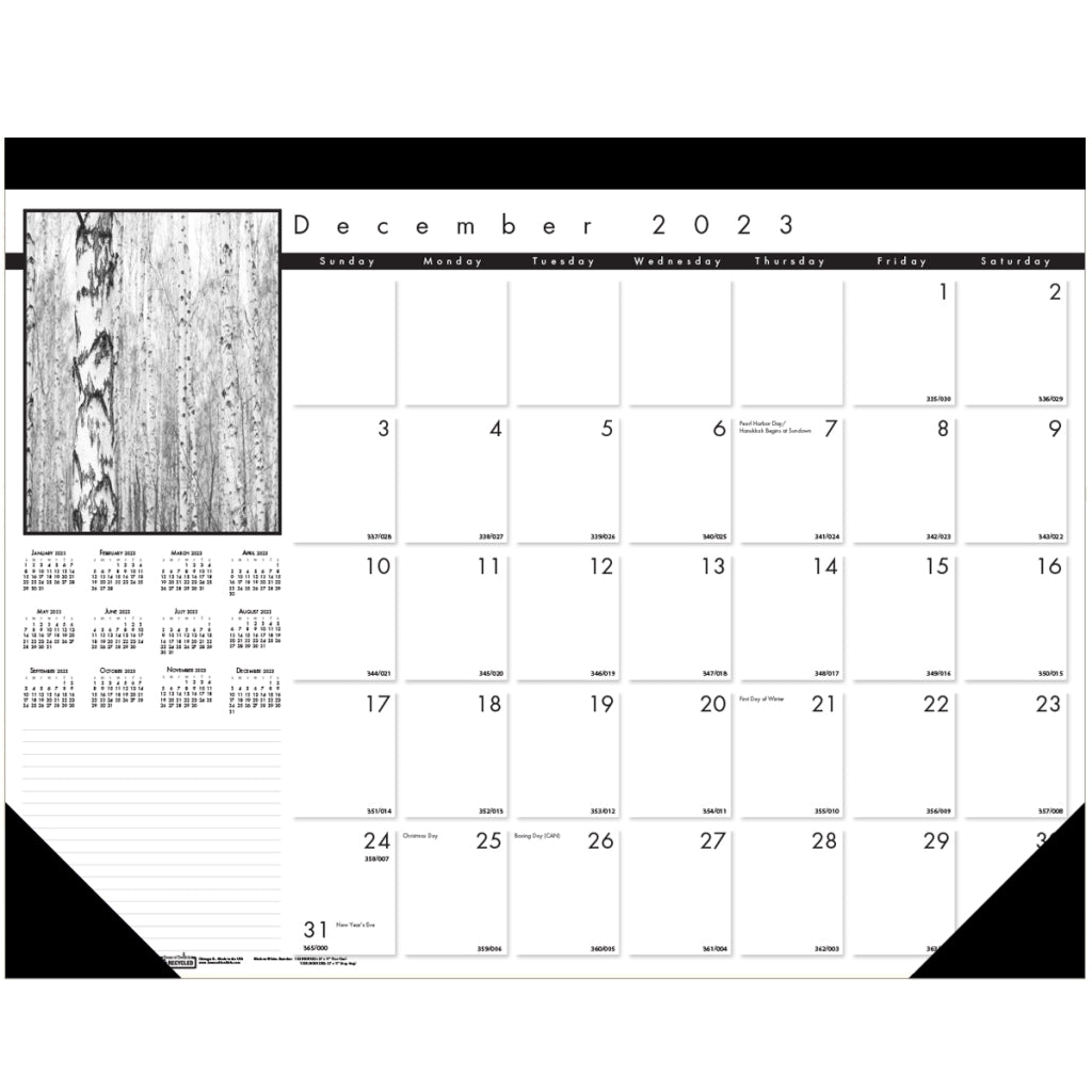 House of Doolittle (HOD122) Earthscapes Black on White Desk Pad Calendar 22 x 17