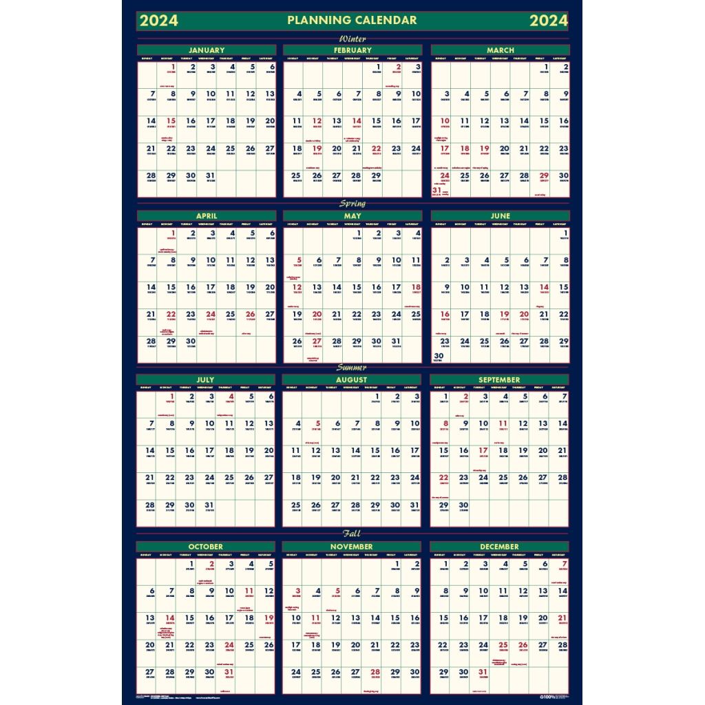 House of Doolittle (HOD391) Four Seasons Reversible Laminated Planner 24 x 37