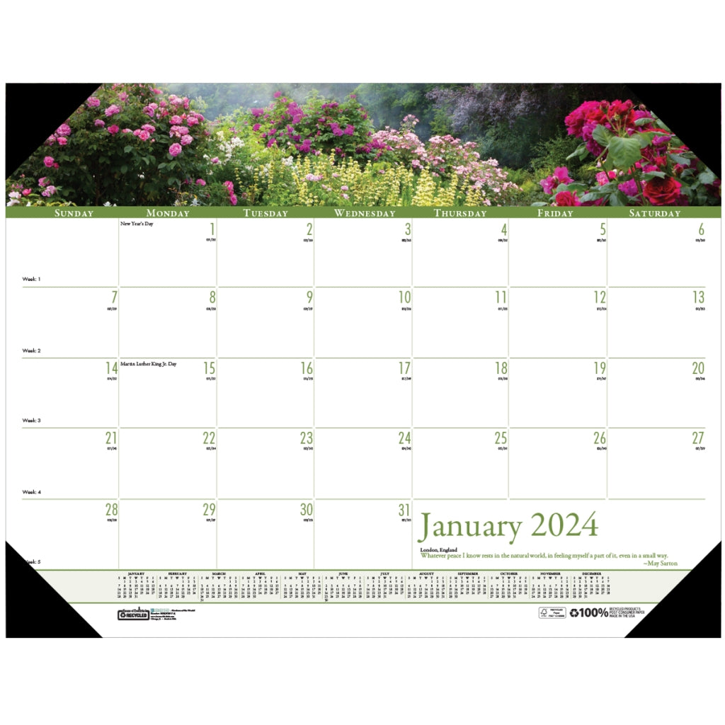 House of Doolittle (HOD174) Earthscapes Gardens of the World Desk Pad Calendar 22 x 17