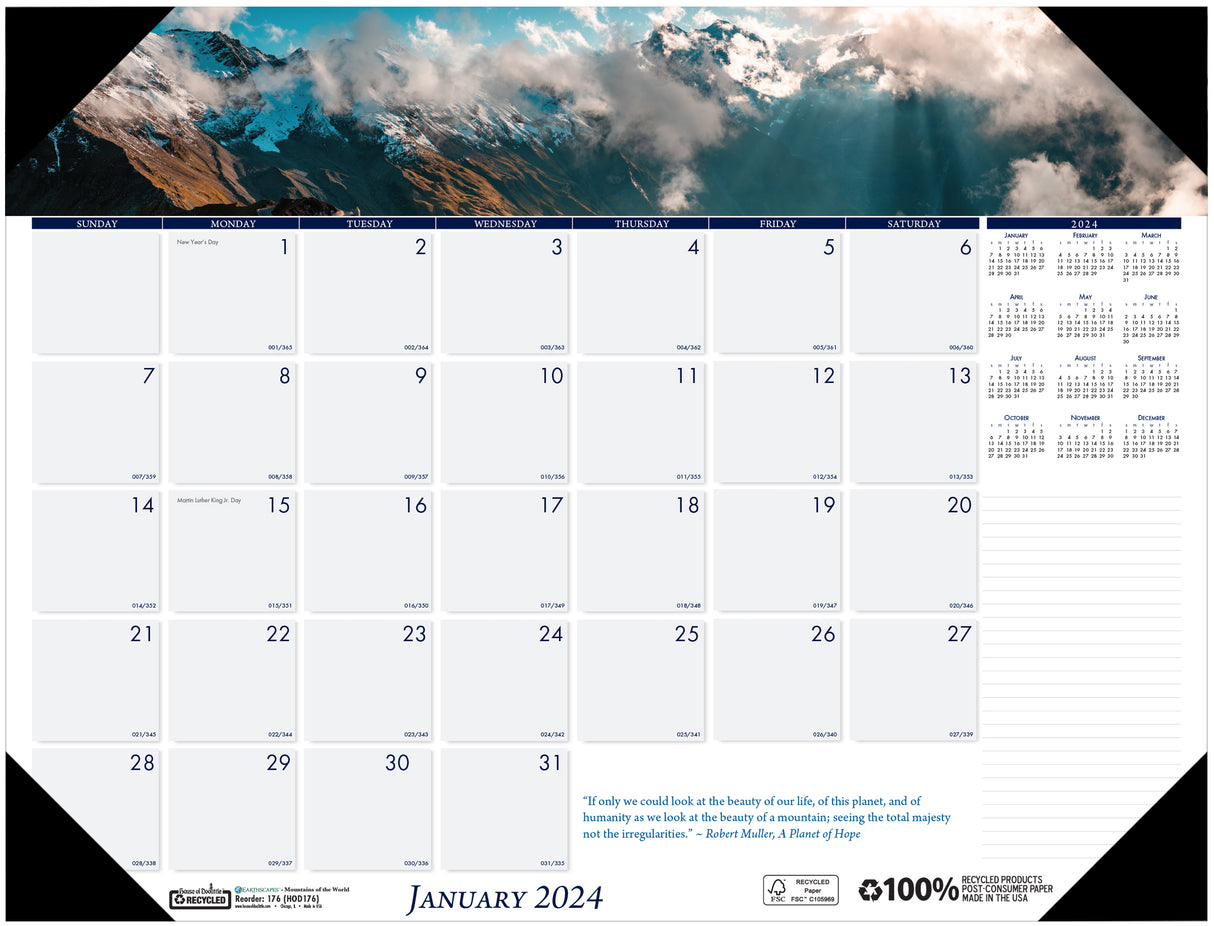 House of Doolittle (HOD176) Earthscapes Mountain of the World Desk Pad 22 x 17