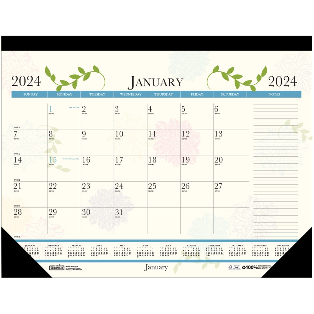 House of Doolittle (HOD1846) Earthscapes Whimsical Floral Desk Pad 18 1/2 x 13