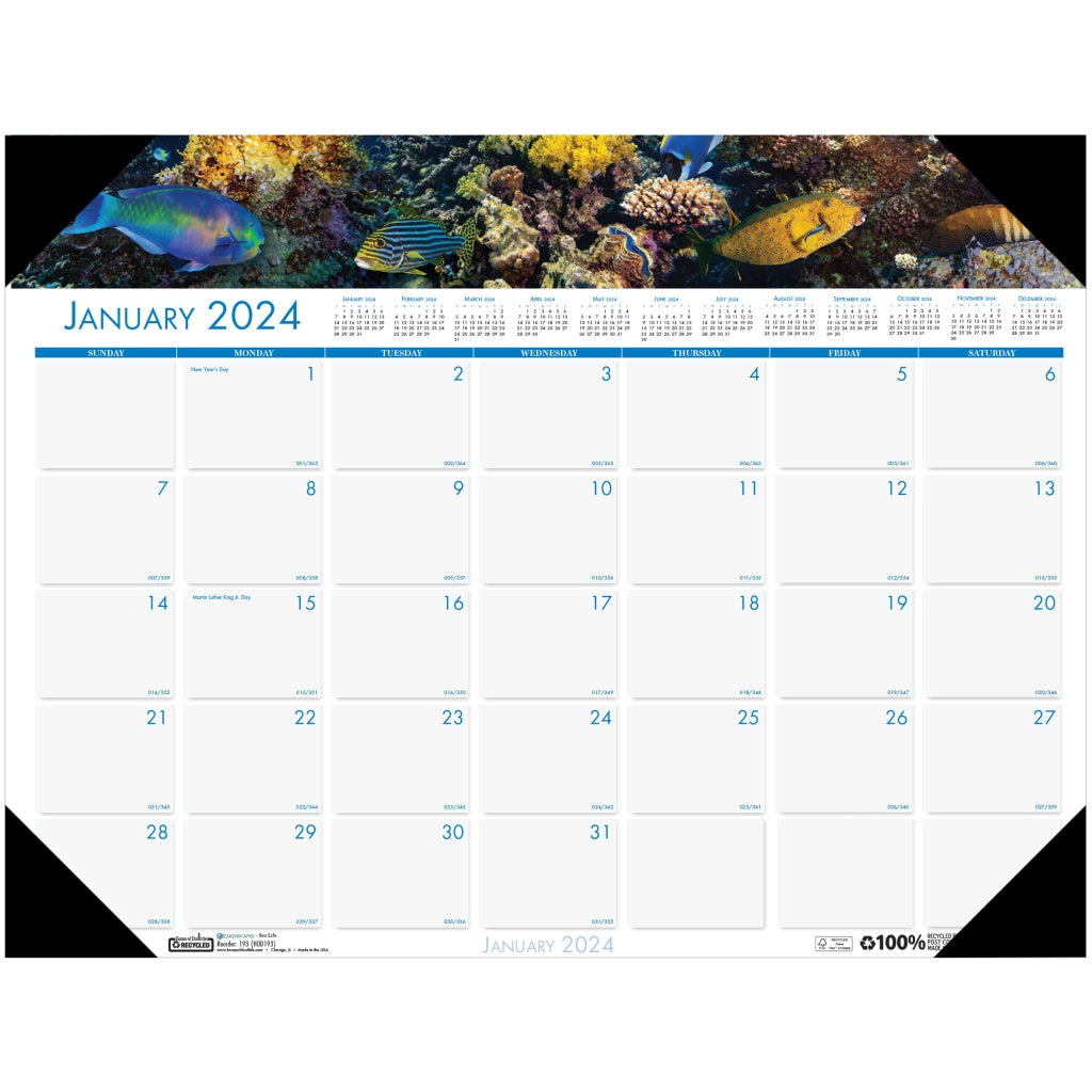 House of Doolittle (HOD193) Earthscapes Sea Life Desk Pad Calendar 22 x 17