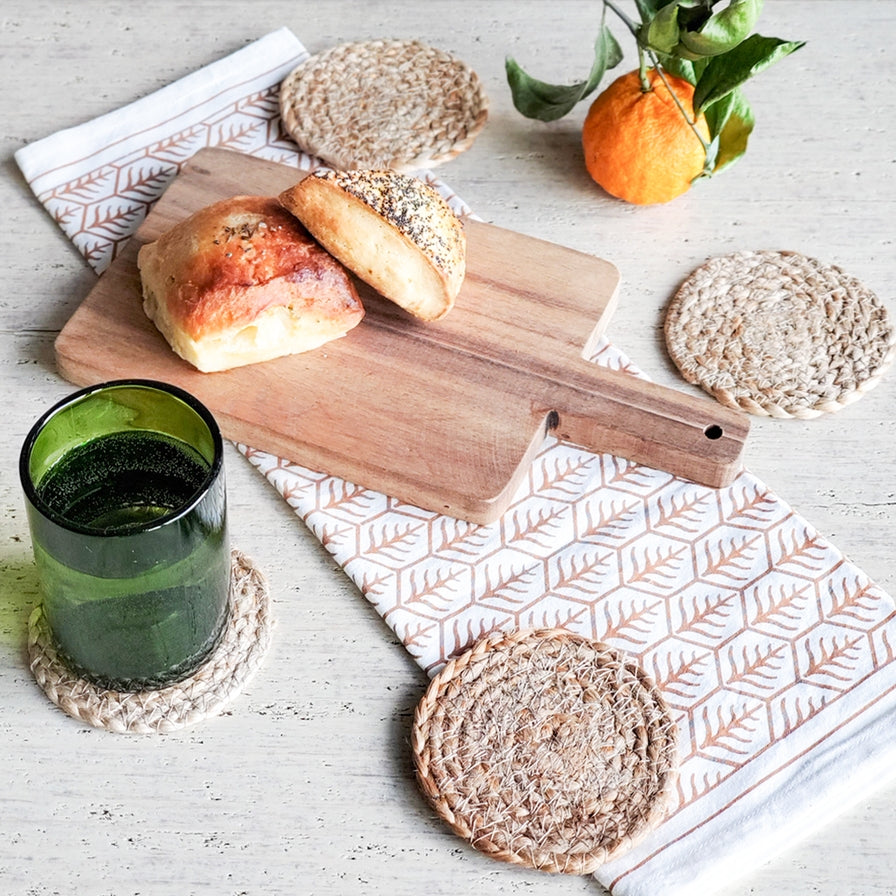 Handwoven Drink Coaster L Kata Natural Coaster-Set of 4