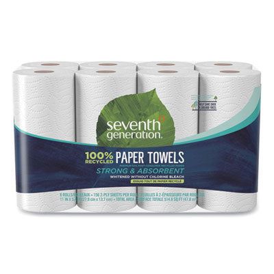 Seventh Generation 100% Recycled Paper Towel Rolls, 2-Ply, 11 x 5.4 Sheets, 156 Sheets/RL, 8 RL/PK