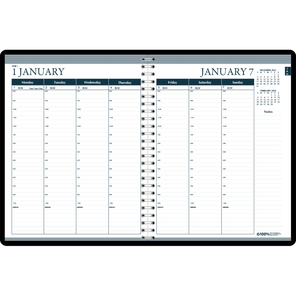 House of Doolittle (HOD284-02) Weekly Calendar Planner Full 7 Day Week Black 8-1/2 x 11 Inches
