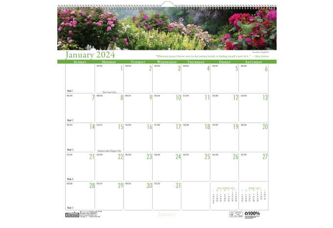 House of Doolittle (HOD302) Earthscapes Gardens of the World Wall Calendar 12 x 16-1/2