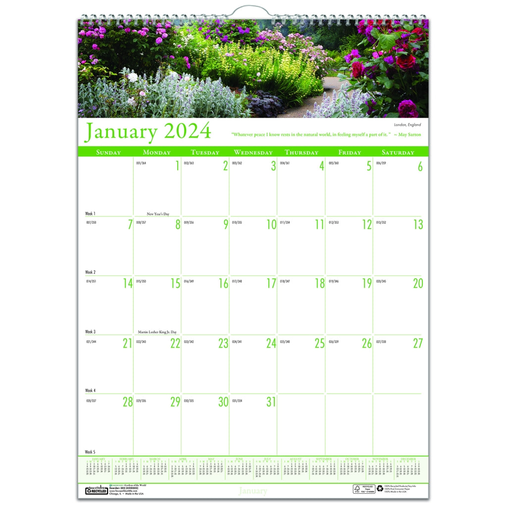 House of Doolittle (HOD303) Earthscapes Gardens of the World Wall Calendar 15-1/2 x 22