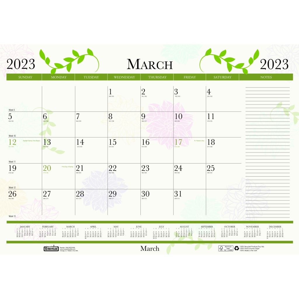 House of Doolittle (HOD1846) Earthscapes Whimsical Floral Desk Pad 18 1/2 x 13