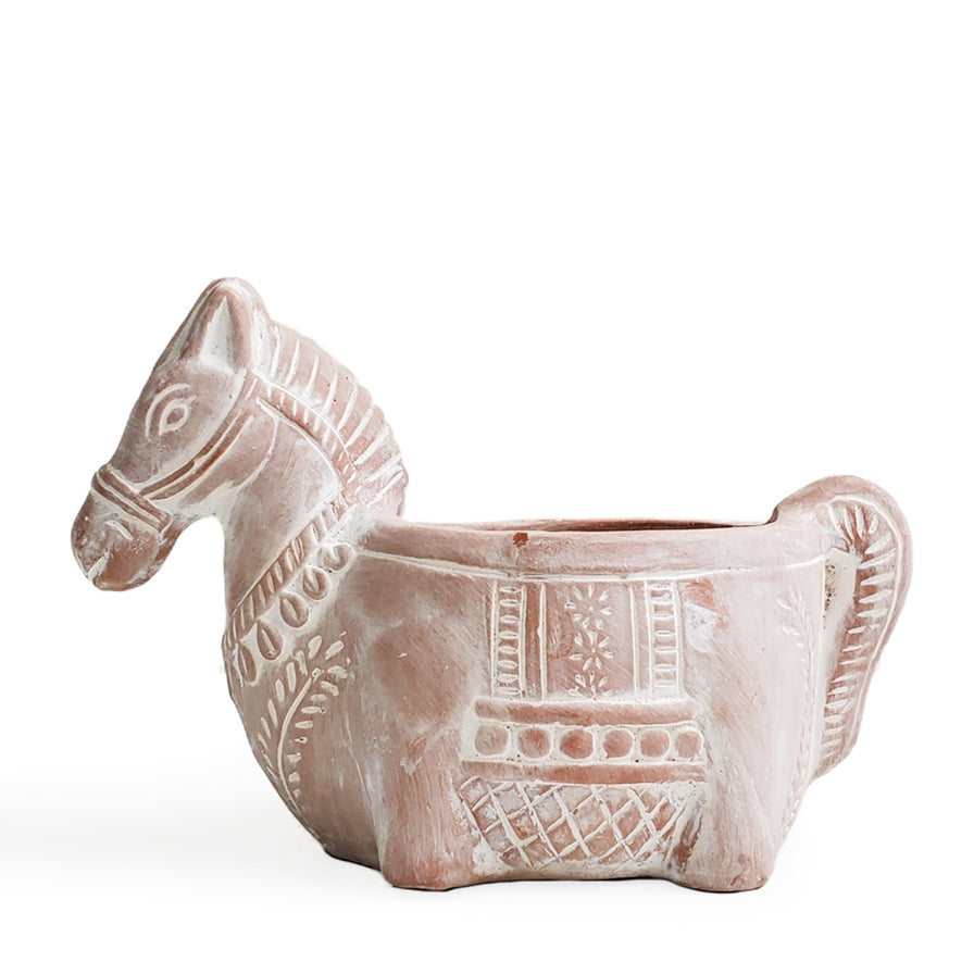 Handmade Planter Pot L Terracotta Pot - Horse
