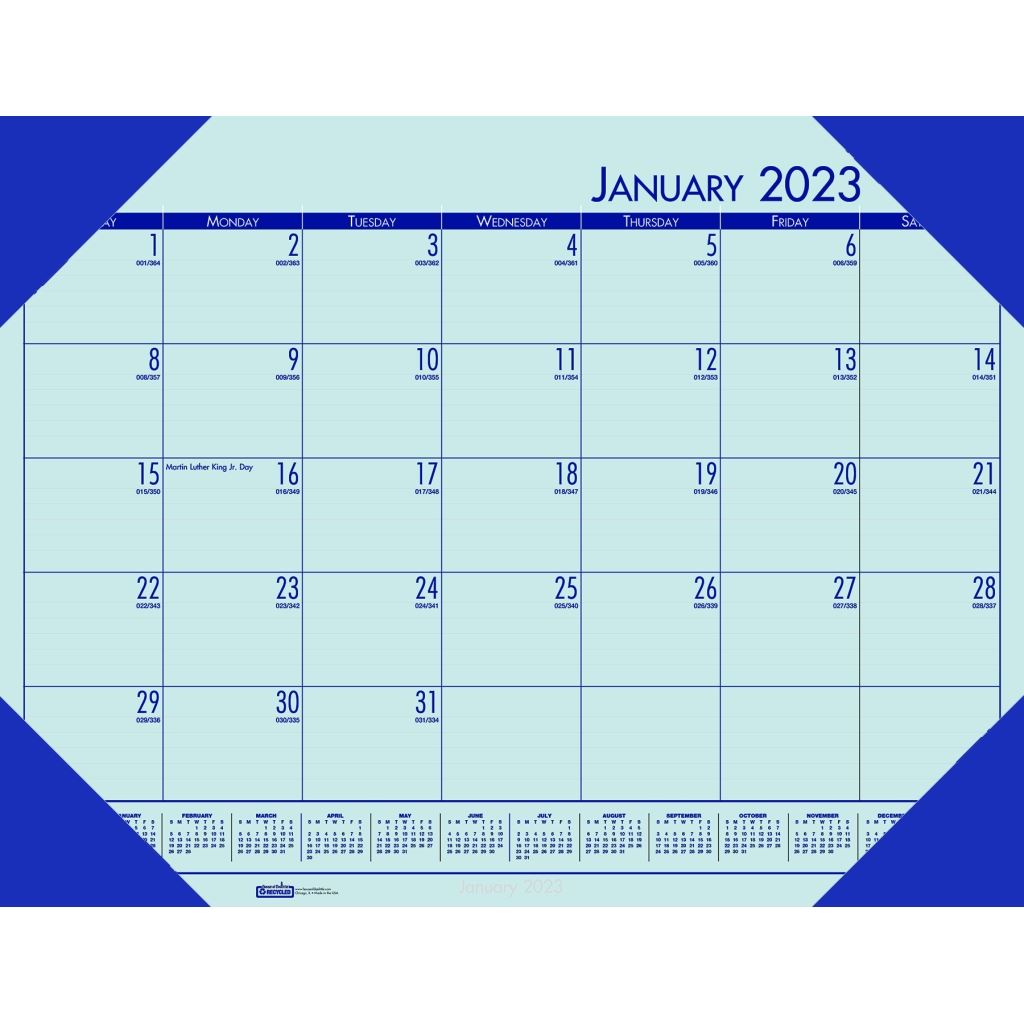 House of Doolittle (HOD124640) Ecotones Desk Pad Calendar, Blue 18 1/2 x 13