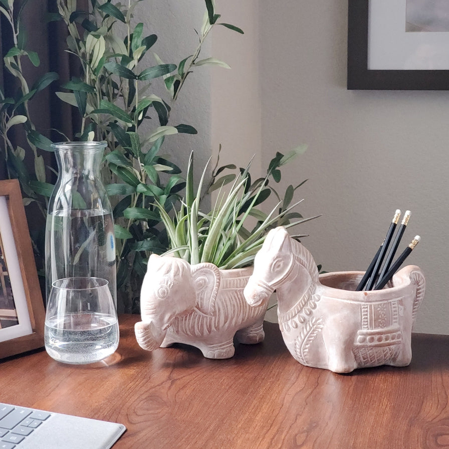 Handmade Planter Pot L Terracotta Pot - Horse