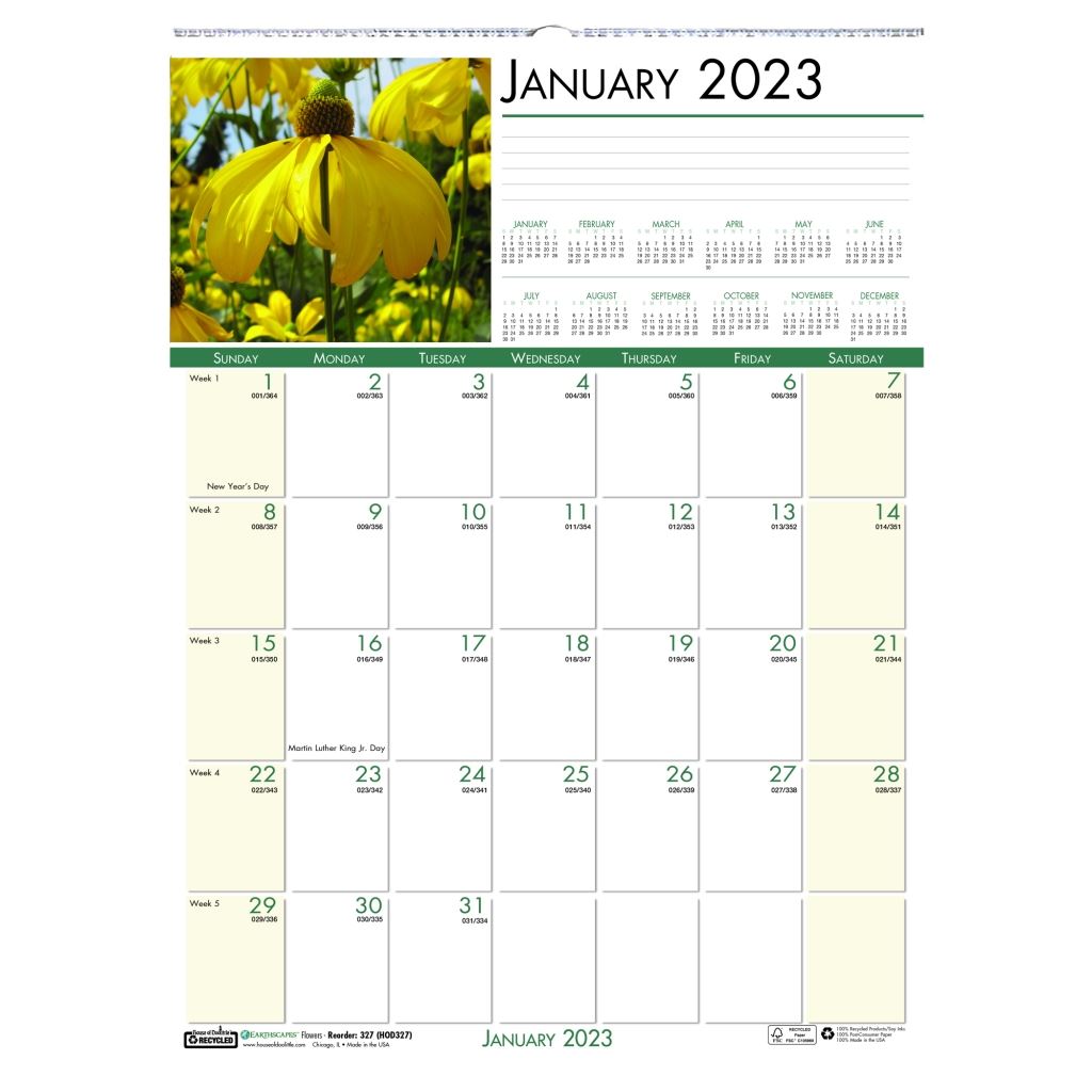 House of Doolittle (HOD327) Earthscapes Flowers Wall Calendar 12 x 16 1/2