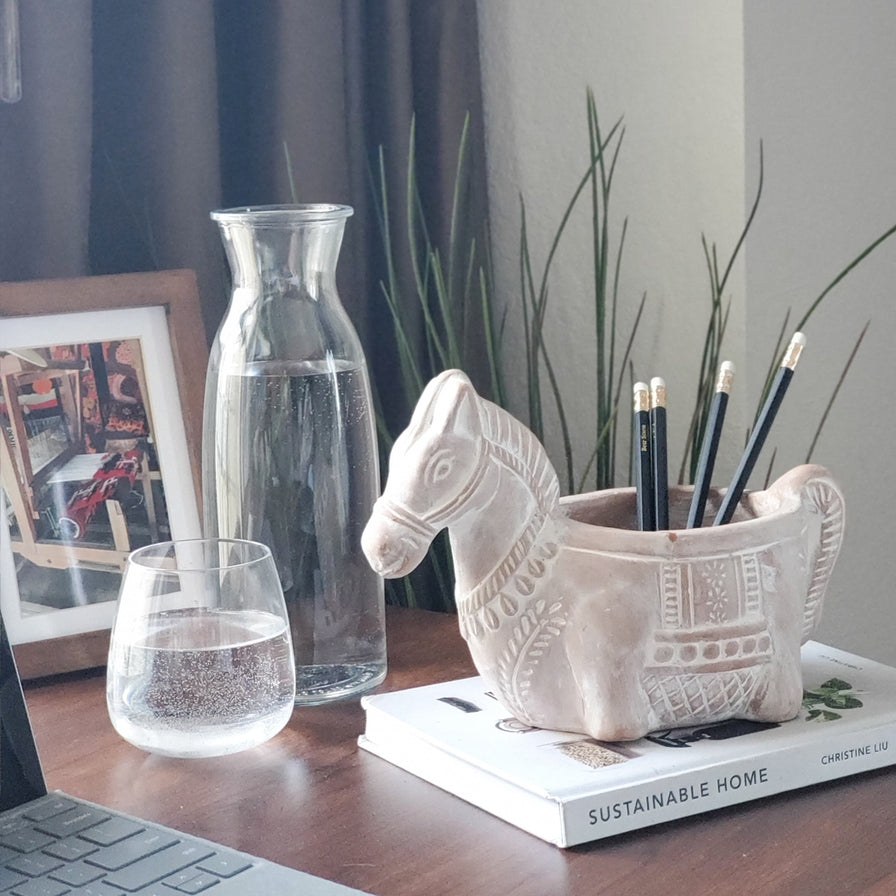 Handmade Planter Pot L Terracotta Pot - Horse