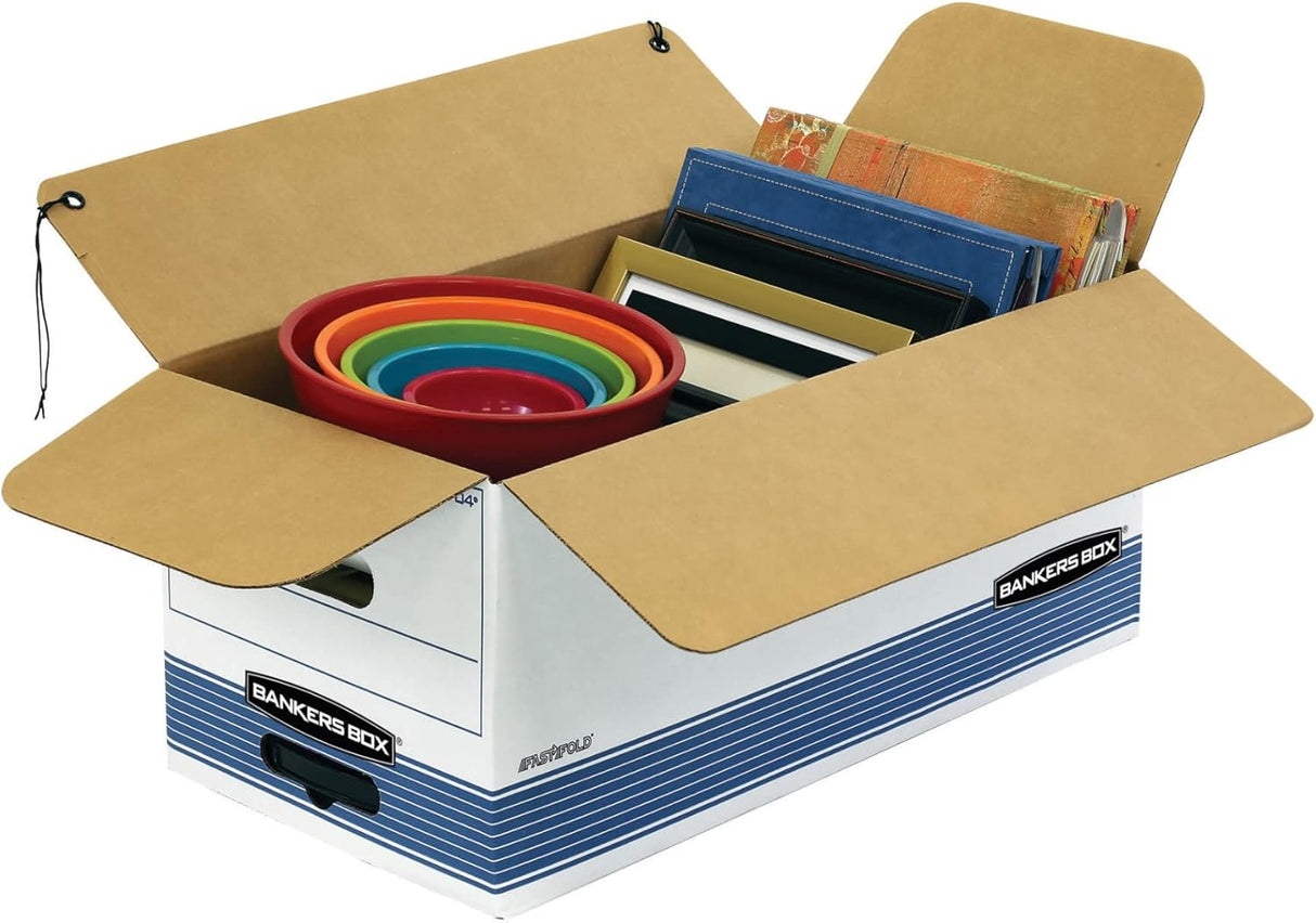 STOR/FILE Medium-Duty Strength Storage Boxes, Letter Files, 12.25" x 24.13" x 10.75", White/Blue, 12/Carton