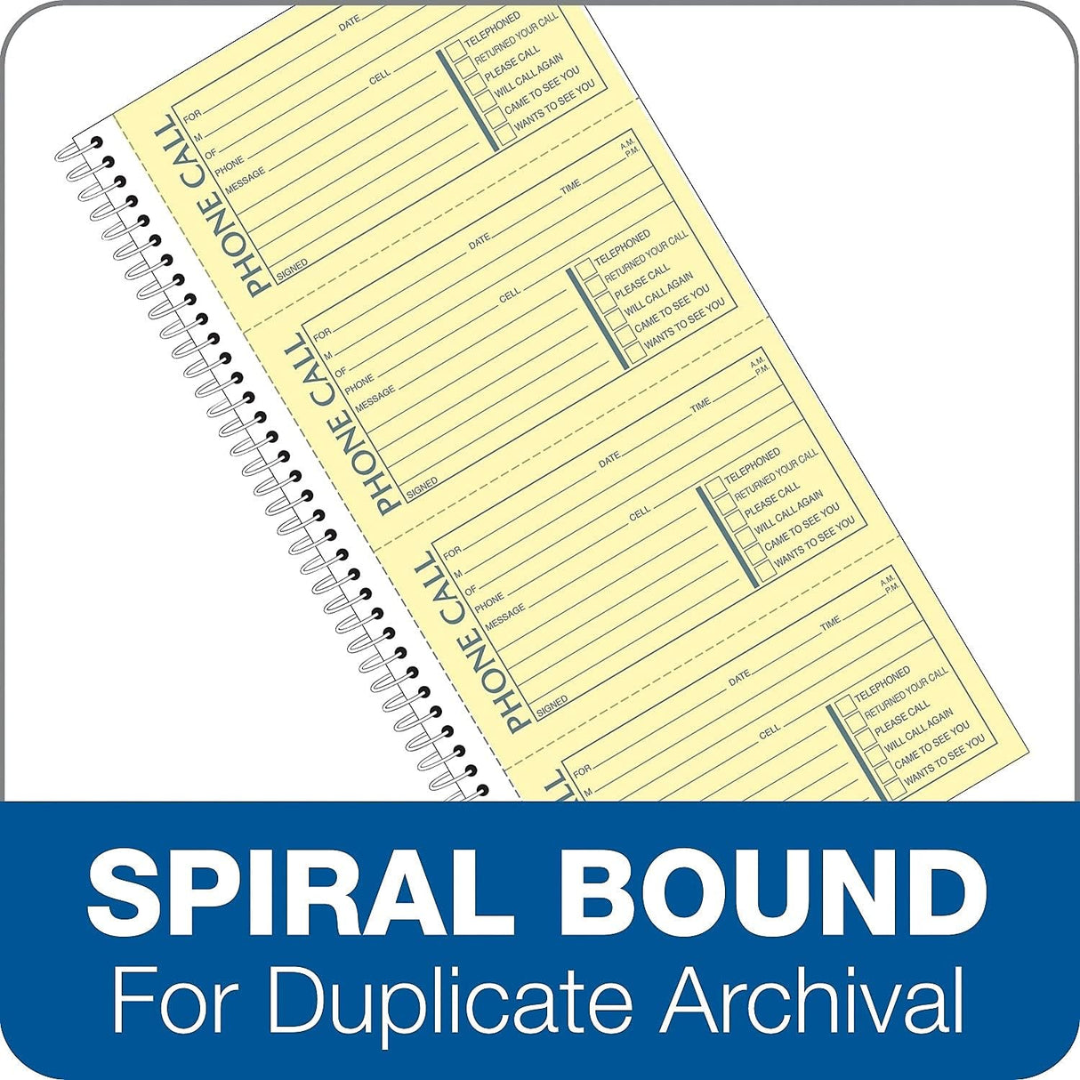 Second Nature Phone Call Book, Two-Part Carbonless, 5 x 2.75, 4 Forms/Sheet, 400 Forms Total