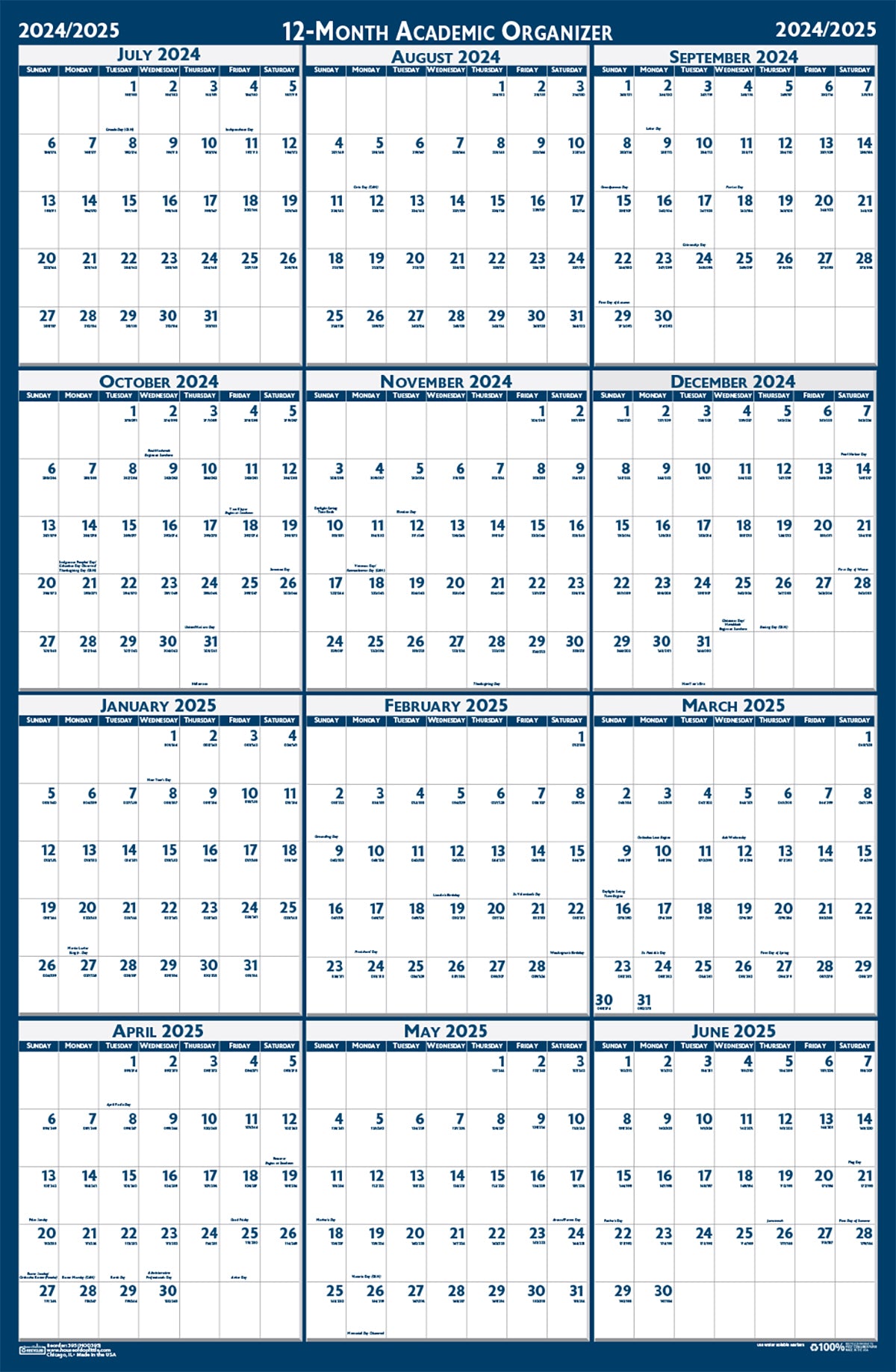 House of Doolittle (HOD395) Laminated Reversible Planner 24 x 37