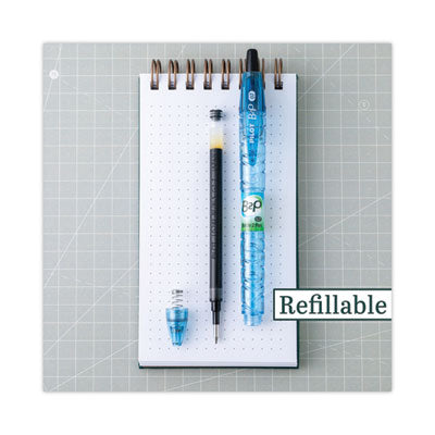 B2P Bottle-2-Pen Recycled Gel Pen, Retractable, Fine 0.7 mm, Translucent Blue Barrel, Dozen