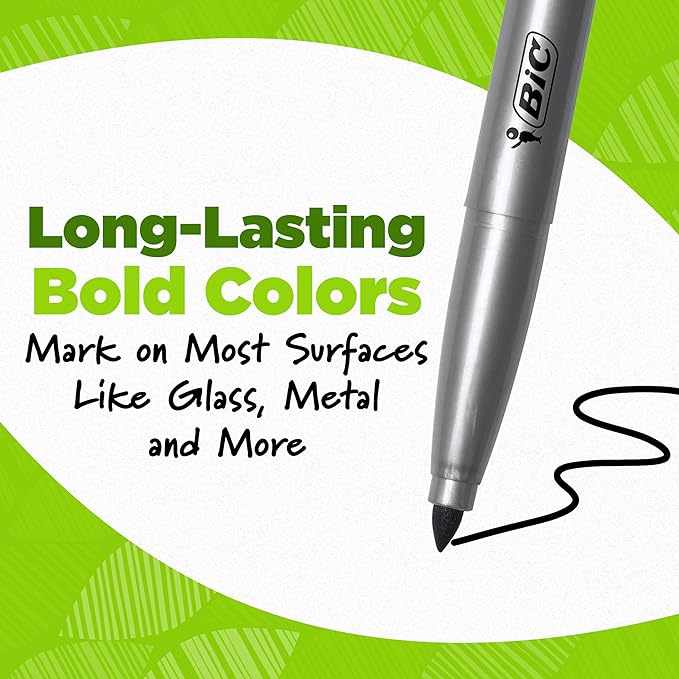 BIC Ecolutions Black Ink Permanent Markers, Fine Bullet Tip, 36-Count Pack