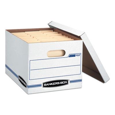 STOR/FILE Basic-Duty Storage Boxes, Letter/Legal Files, 12.5" x 16.25" x 10.5", White/Blue, 12/Carton