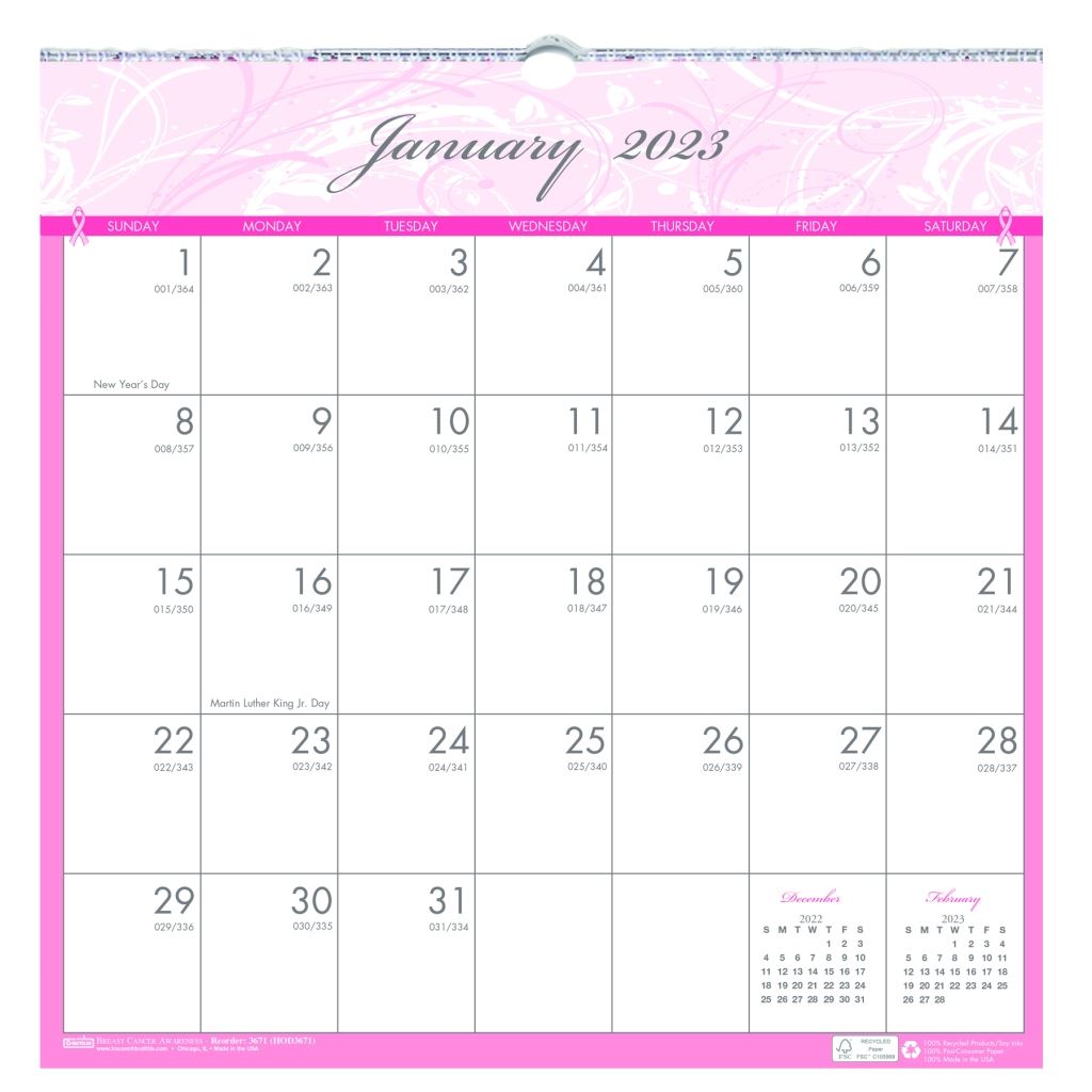 House of Doolittle (HOD3671) Breast Cancer Awareness Wall Calendar 12 x 12