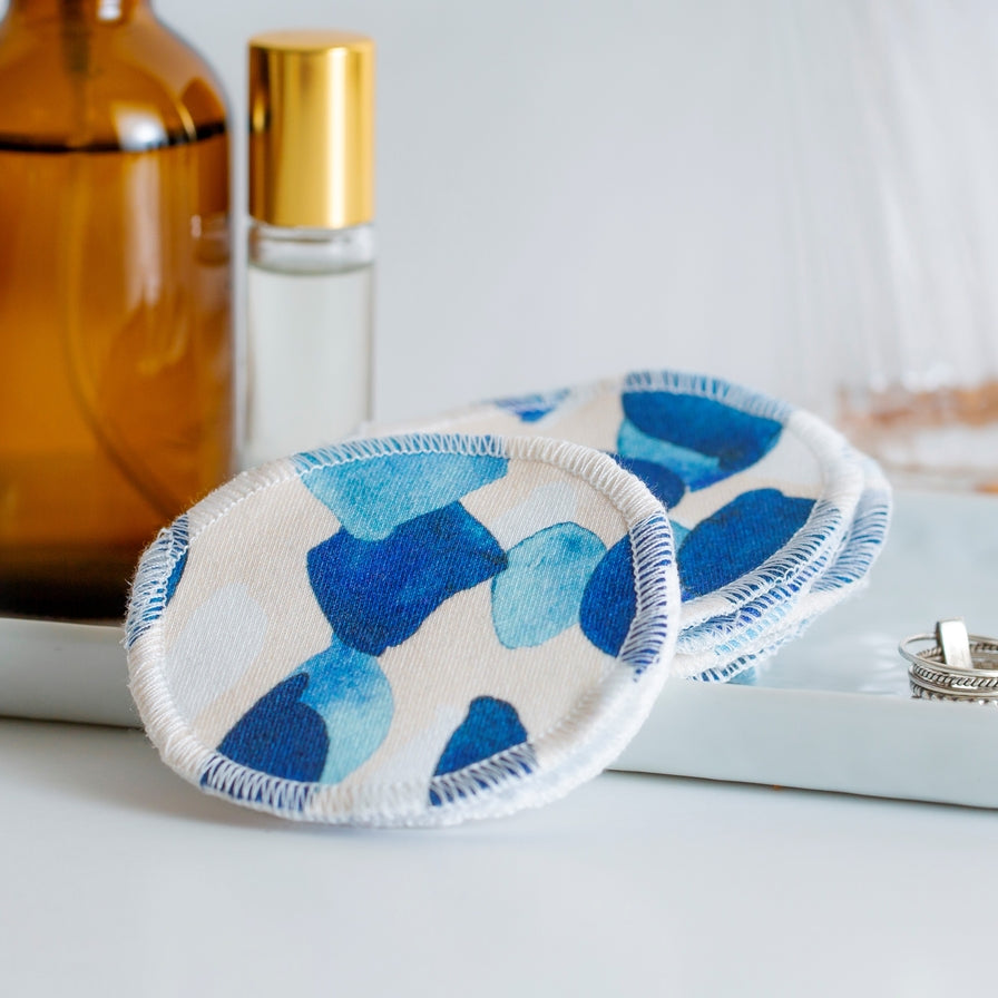 Cotton Facial Rounds | Set of 7 + Wash Bag | Idyllic Indigo