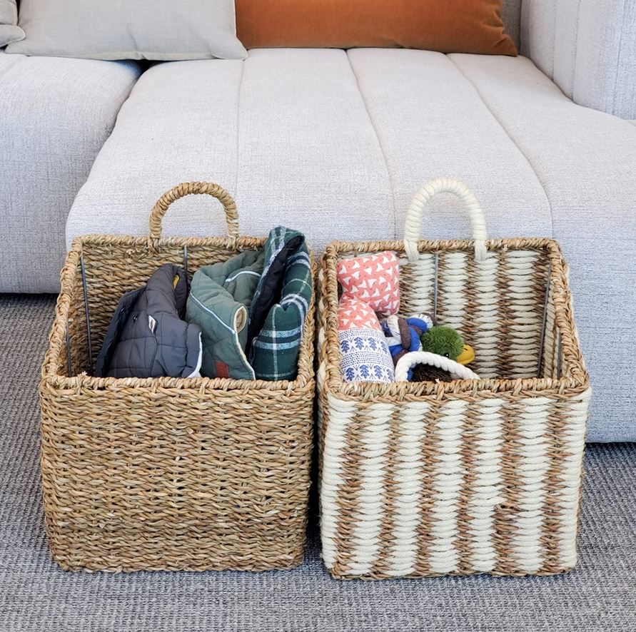 Handwoven Wicker Storage Basket L Ula Square Basket