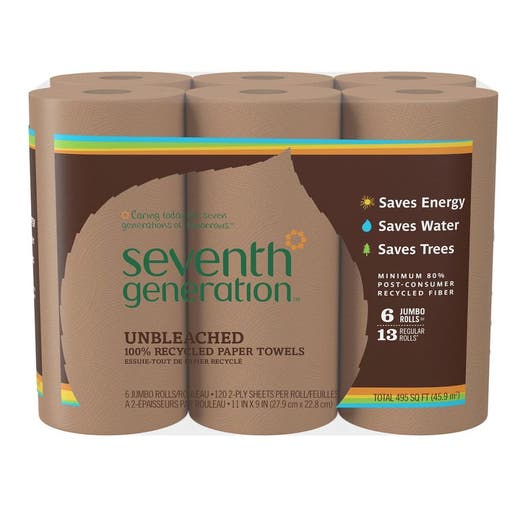 Seventh Generation 100% Recycled Unbleached Paper Towels 6 count