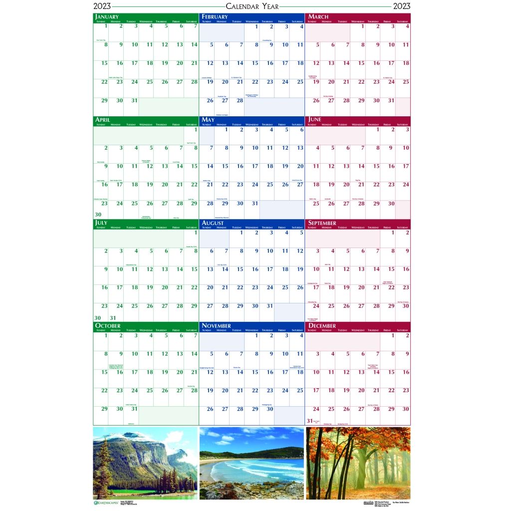 House of Doolittle (HOD3930) Earthscapes Scenic Laminated Wall Planners 18 x 24