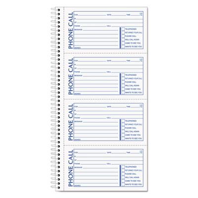 Second Nature Phone Call Book, Two-Part Carbonless, 5 x 2.75, 4 Forms/Sheet, 400 Forms Total