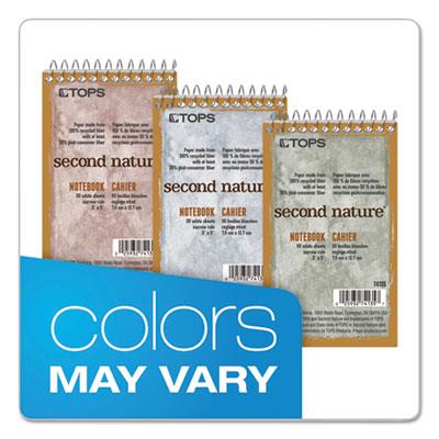Second Nature Wirebound Notepads, Narrow Rule, Randomly Assorted Cover Colors, 50 White 3 x 5 Sheets