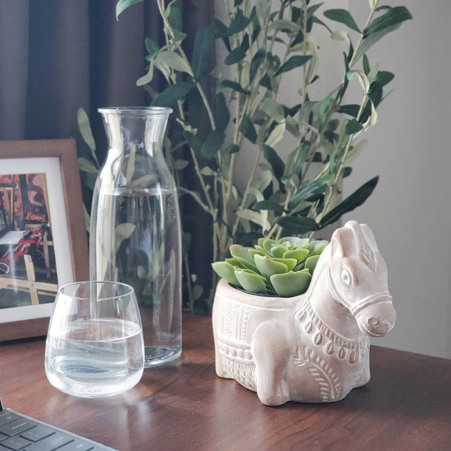 Handmade Planter Pot L Terracotta Pot - Horse