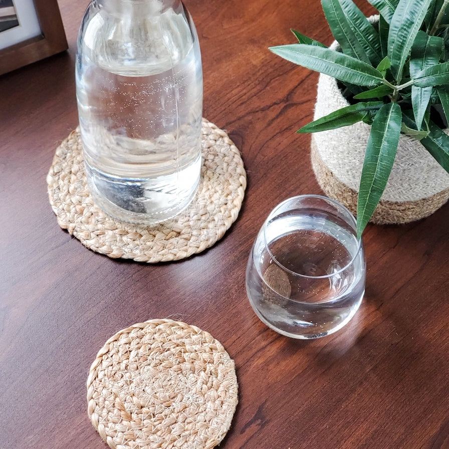 Handwoven Drink Coaster L Kata Natural Coaster-Set of 4
