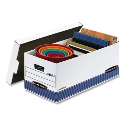 STOR/FILE Medium-Duty Storage Boxes, Letter Files, 12.88" x 25.38" x 10.25", White/Blue, 12/Carton