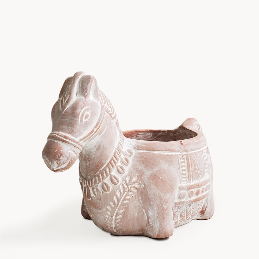 Handmade Planter Pot L Terracotta Pot - Horse