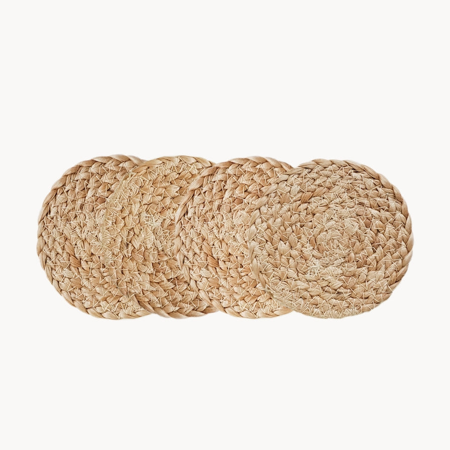 Handwoven Drink Coaster L Kata Natural Coaster-Set of 4