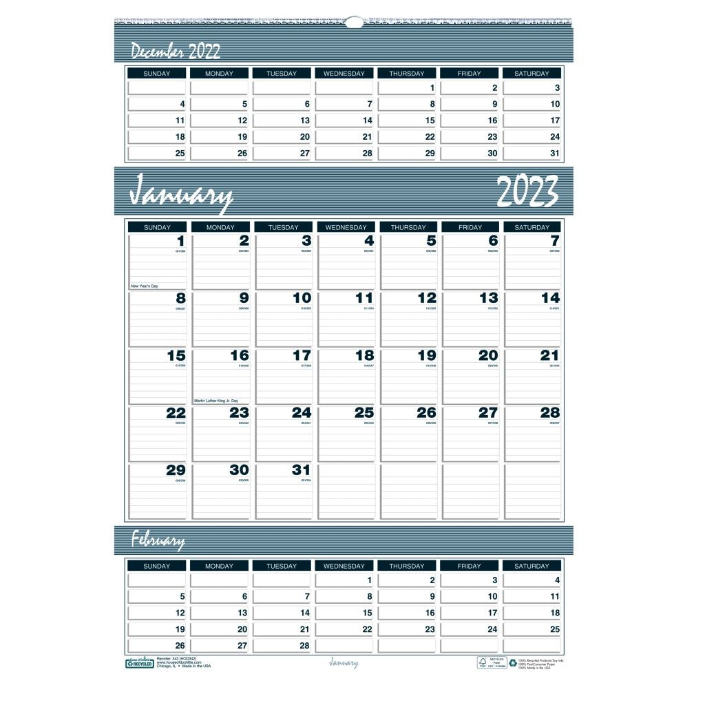 House of Doolittle (HOD342) Bar Harbor Triple Month Wall Calendar 12 x 17
