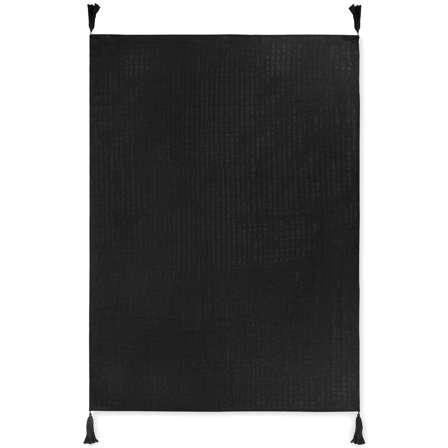 Organic Cotton Muslin Xl Throw Blanket - Onyx Tassels