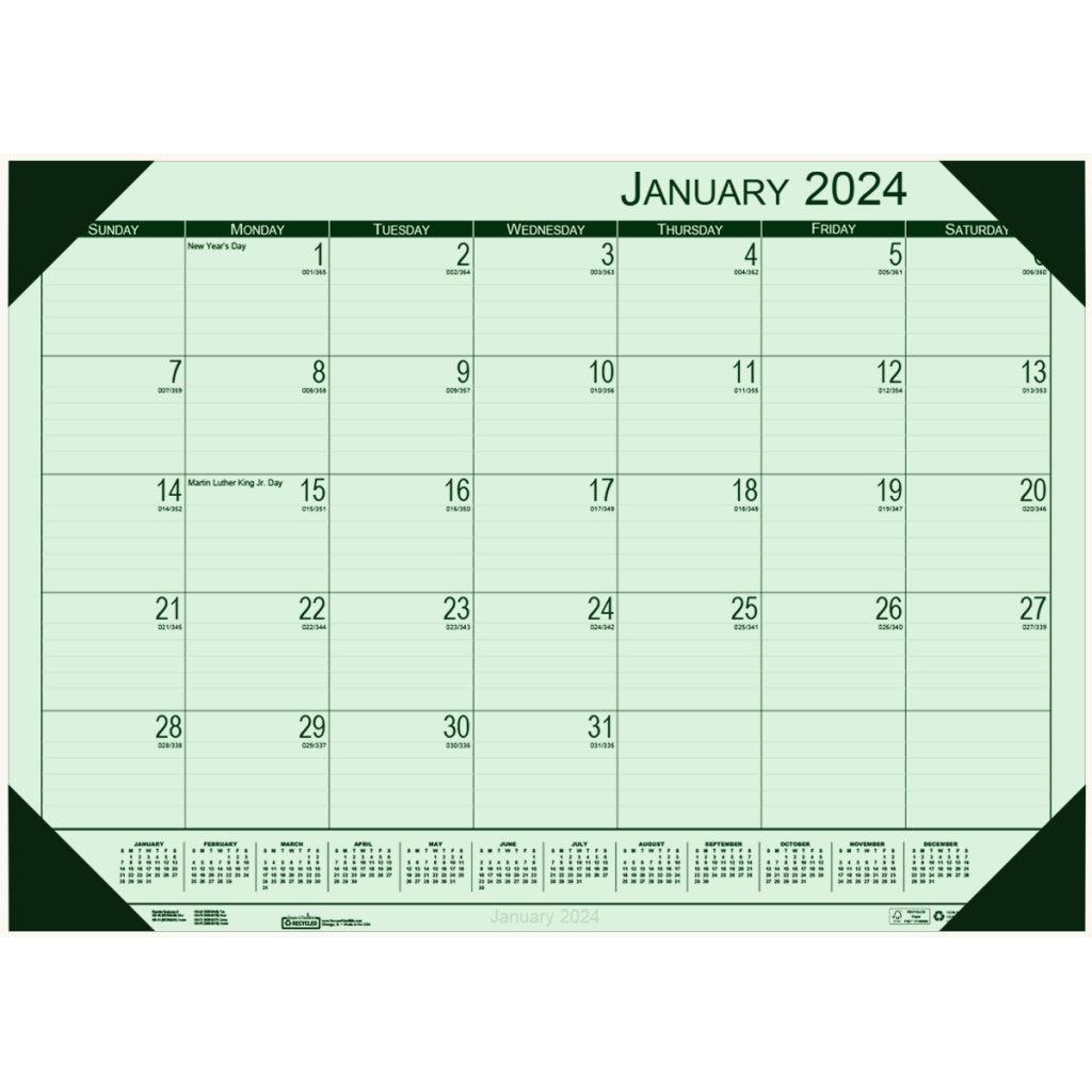 House of Doolittle (HOD12471) Ecotones Desk Pad Calendar, Green 22 x 17