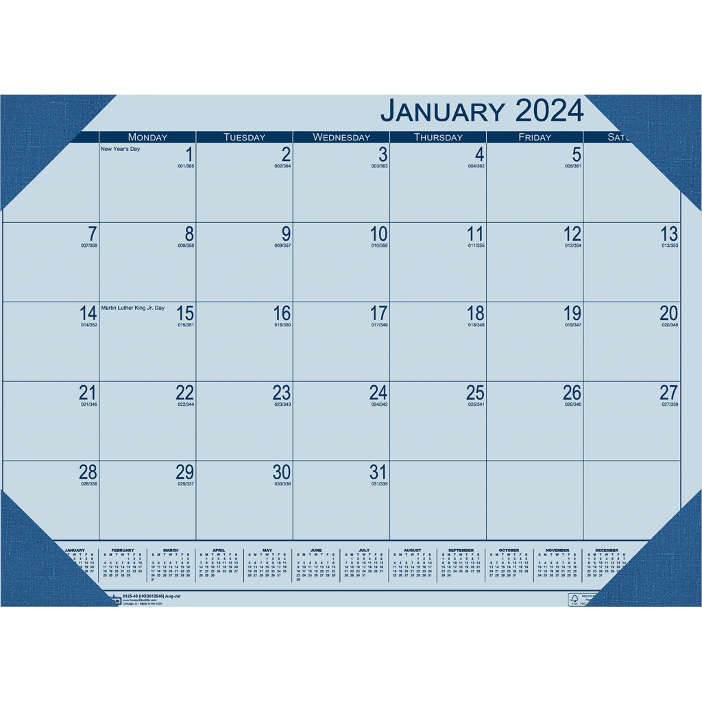 House of Doolittle (HOD12440) Ecotones Desk Pad Calendar, Blue 22 x 17