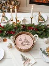 Bread Warmer & Basket Gift Set with Tea Towel - Christmas Truck Round