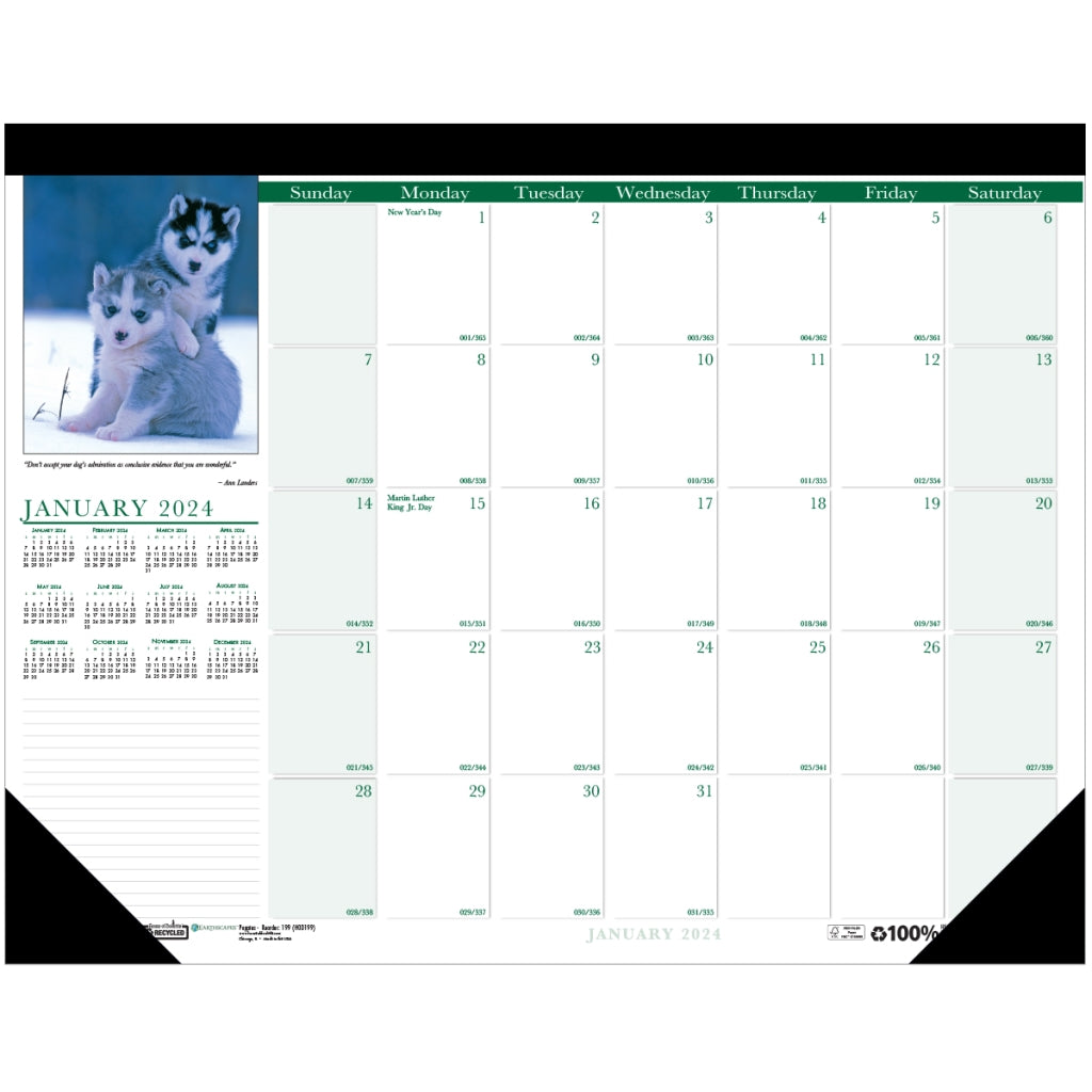 House of Doolittle (HOD199) Earthscapes Puppies Desk Pad Calendar 22 x 17