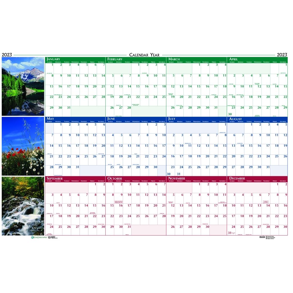 House of Doolittle (HOD393) Earthscapes Yearly/Erasable Laminated Planner 24 x 37