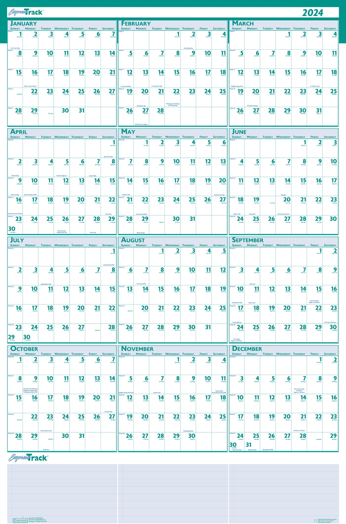 House of Doolittle (HOD392) ExpressTrack Yearly/Laminated Planner 24 x 37
