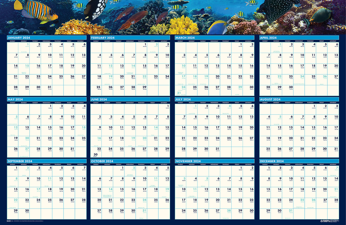 House of Doolittle (HOD3969) Earthscapes Sea Life Laminated Planner 24 x 37