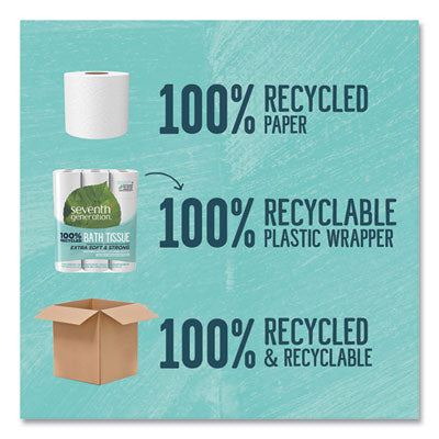 Seventh Generation 100% Recycled Bathroom Tissue, 2-Ply, White, 240 Sheets/Roll, 24/Pack