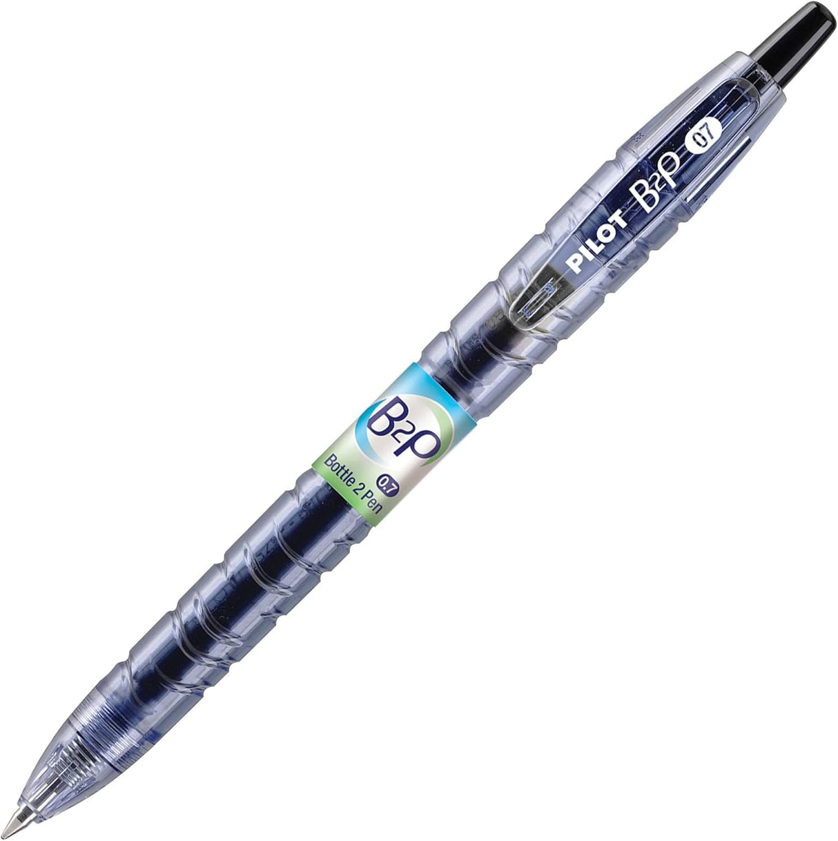B2P Bottle-2-Pen Recycled Gel Pen, Retractable, Fine 0.7 mm, Translucent Blue Barrel, Dozen
