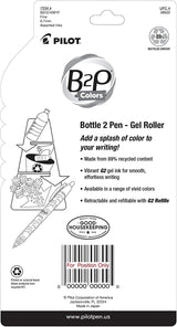 B2P Bottle-2-Pen Recycled Gel Pen, Retractable, Fine 0.7 mm, Assorted Ink and Barrel Colors, 4/Pack